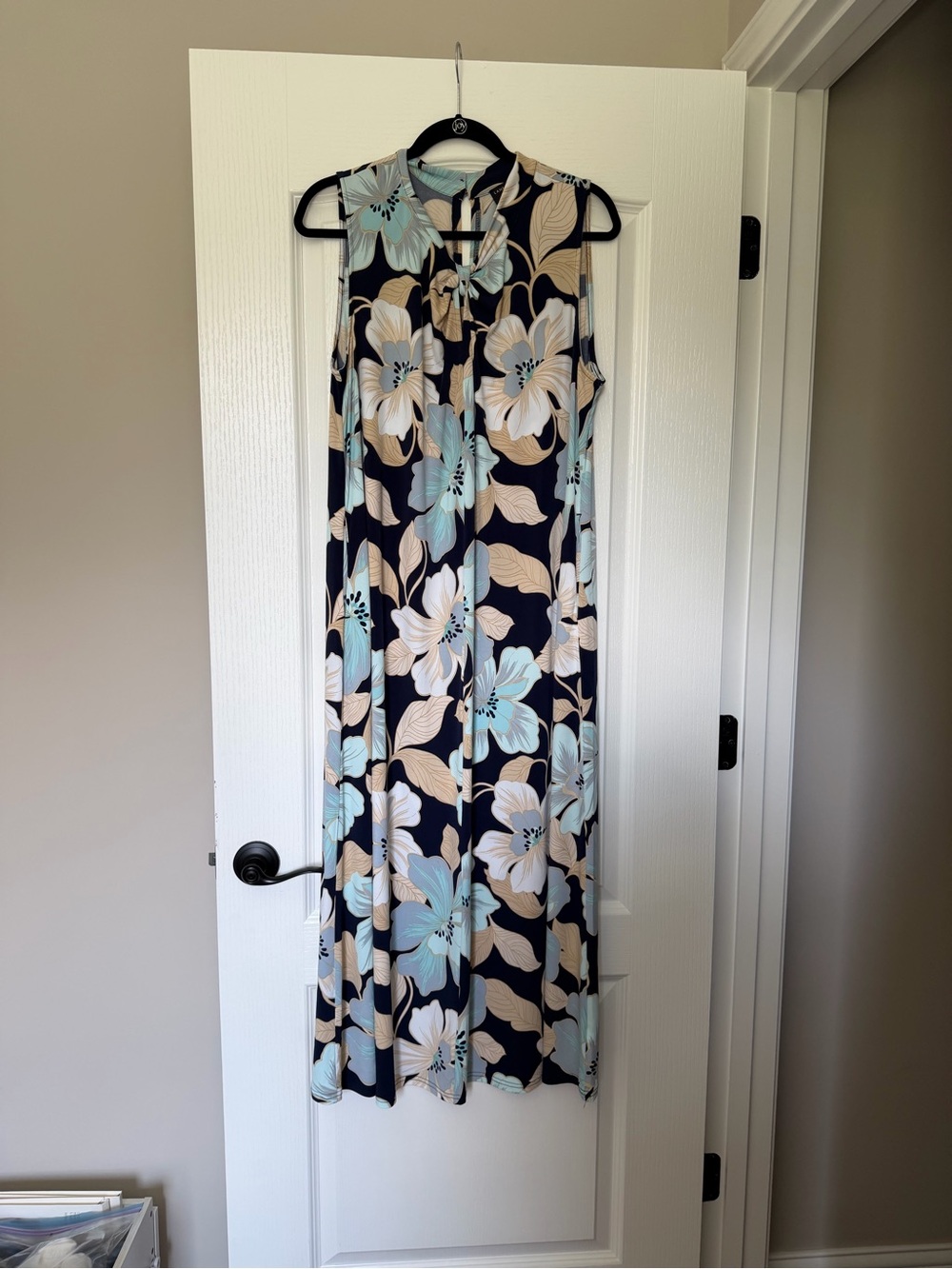Lane Bryant Navy Maxi Dress with Cream & Light Blue Floral Print